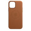 Husa de protectie Apple Leather Case MagSafe pentru iPhone 12 Pro Max, Saddle Brown