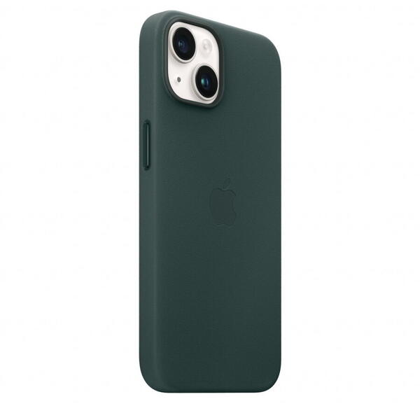 Husa de protectie Apple Leather Case with MagSafe pentru iPhone 14, Forest Green