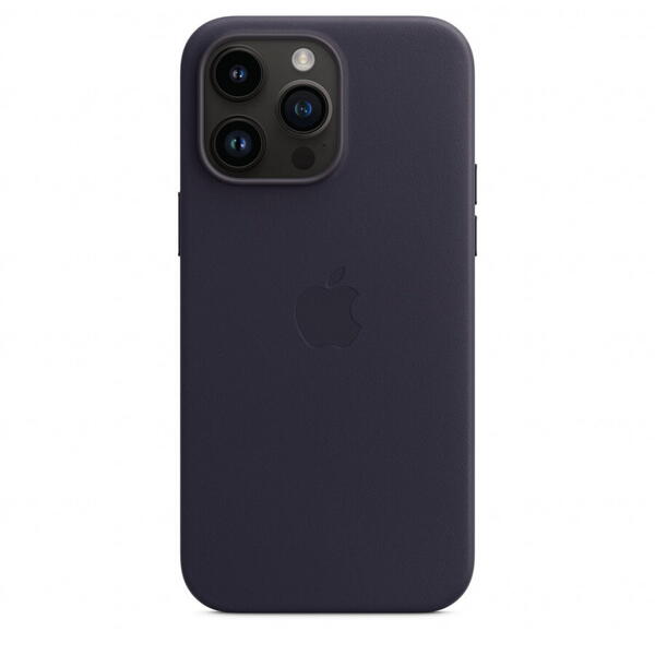 Husa de protectie Apple Leather Case with MagSafe pentru iPhone 14 Pro Max, Ink