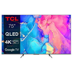 Televizor QLED TCL 75C639, 190 cm, Ultra HD 4K, Smart TV, WiFi, CI+, Gri