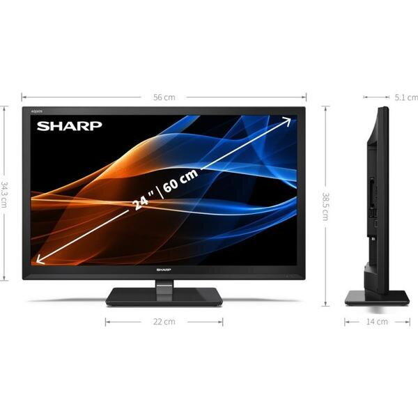 Televizor LED Sharp 24EA3E, 60 cm, HD Ready, CI+ Negru