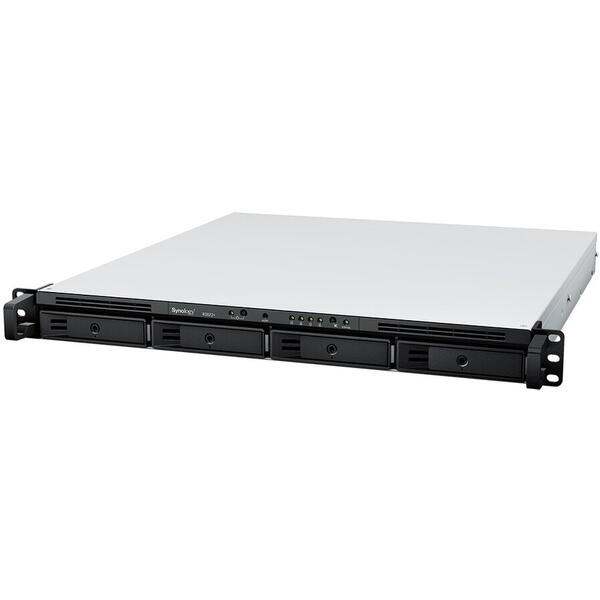 Network Attached Storage Synology 1U RackStation RS822+, Procesor AMD Ryzen™ V1500B, 2 GB DDR4, 4-Bay, 4 x Gigabit LAN, 2 x USB 3.2, 1 x eSATA, PCIe Expansion