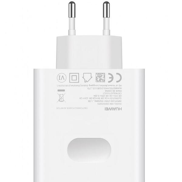 duplicat-Incarcator Retea USB Huawei, Quick Charge, 65W, 1 X USB Tip-C, Alb