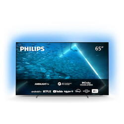 Televizor Philips OLED 65OLED707/12, 164 cm, Smart Android, 4K Ultra HD 100Hz, Clasa G, Argintiu