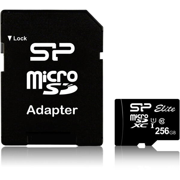 Card de memorie Silicon Power MicroSDHX, 256GB, Elite, UHS-I, adaptor SD