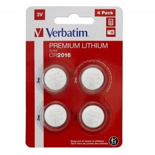 Baterii Verbatim, Lithium, CR2016, 3V, 4buc, 49531
