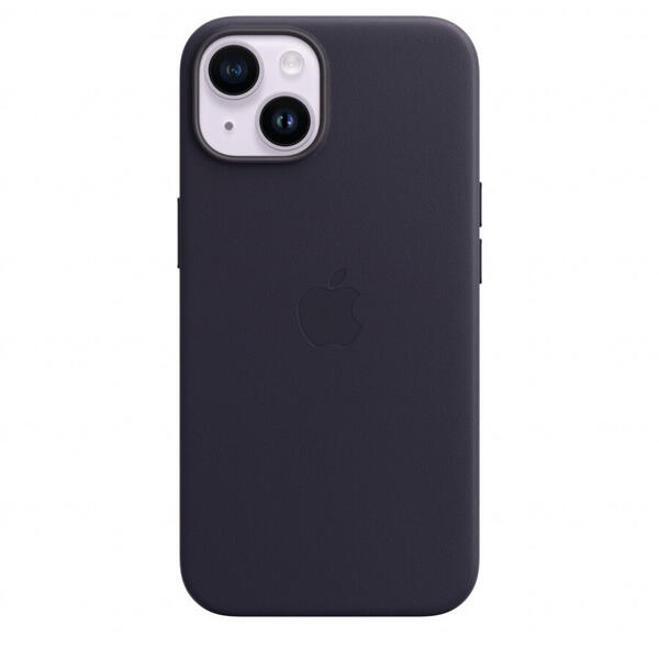 Husa de protectie Apple Leather Case with MagSafe pentru iPhone 14, Ink