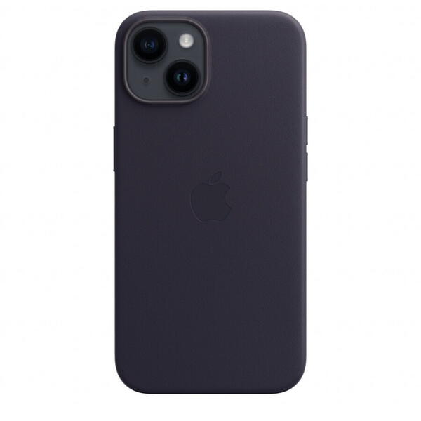 Husa de protectie Apple Leather Case with MagSafe pentru iPhone 14, Ink
