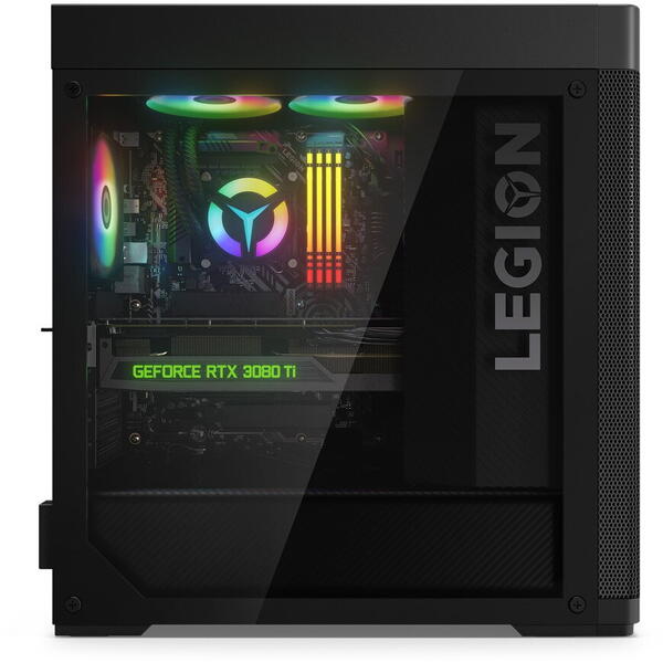Sistem Desktop PC Gaming Lenovo Legion T7 34IAZ7 cu procesor Intel® Core™ i9-12900KF pana la 4.40GHz, 64GB DDR5, 2TB SSD + 2TB SSD, GeForce RTX 3080 Ti 12GB GDDR6X, No OS