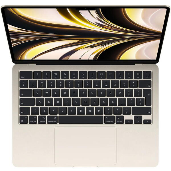 Laptop Apple MacBook Air mly13ze/a, 13.6 inch Retina Display, Apple M2, 8GB RAM, 256GB SSD, macOS Monterey, Auriu