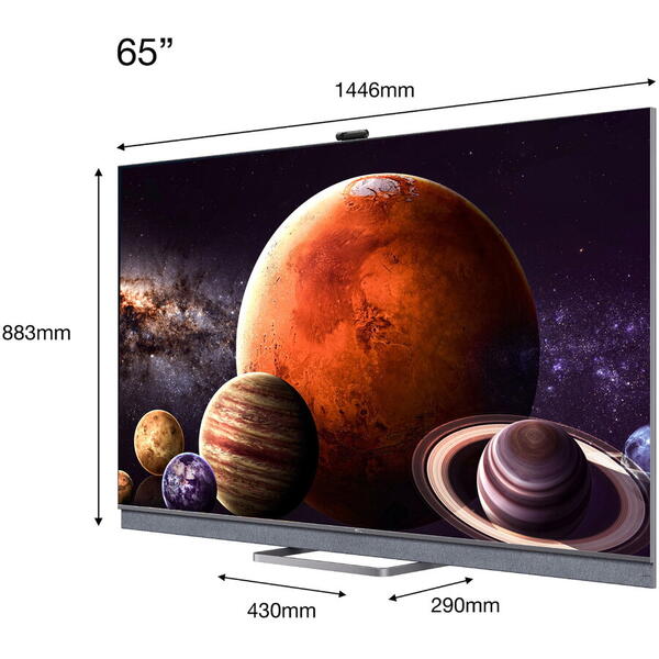 Televizor TCL 65C821 164 cm, Smart Android, 4K Ultra HD, Mini LED, Clasa G, Argintiu
