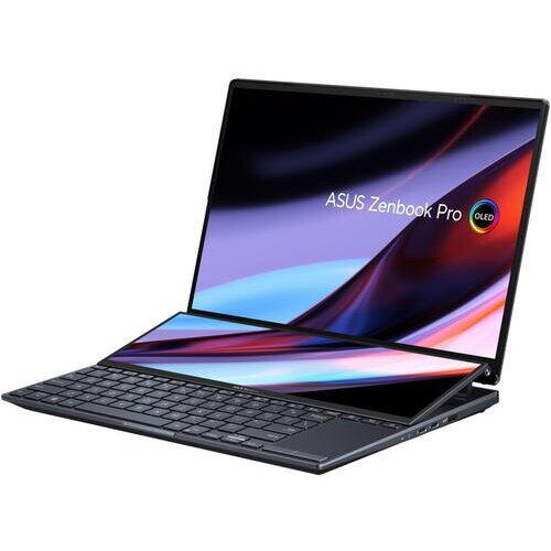 Laptop ASUS Zenbook Pro 14 Duo UX8402ZE, 14.5 inch 2.8K Touch, Intel Core i7-12700H, 16GB RAM, 1TB SSD, nVidia GeForce RTX 3050 Ti 4 GB, Windows 11 Pro, Negru