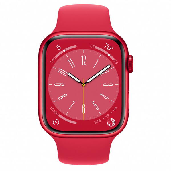 Apple Watch 8, GPS, Cellular, Carcasa RED Aluminium 45mm, RED Sport Band