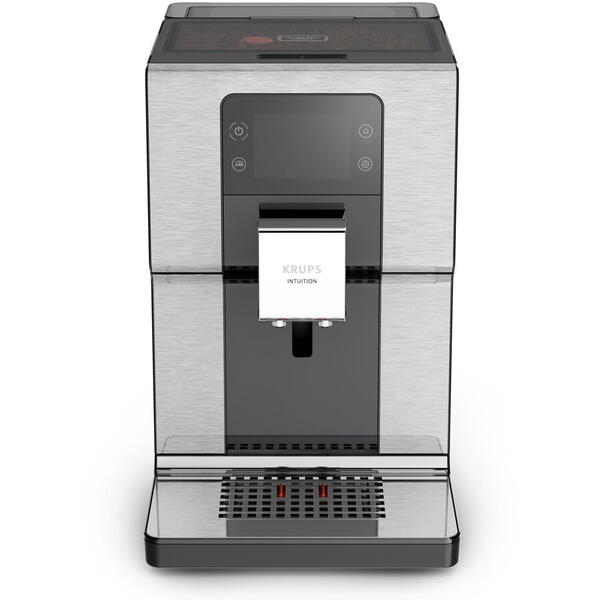 Espressor automat Krups Intuition Experience EA876D10, 17 retete, 4 profiluri de utilizatori, 4 trepte de tarie a cafelei, Negru/ Argintiu