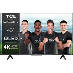 Televizor TCL QLED 43C635, 108 cm, Smart Google TV, 4K Ultra HD, Clasa G, Negru