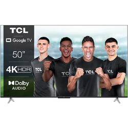 Televizor TCL LED 50P638, 126 cm, Smart Google TV, 4K Ultra HD, Clasa F, Argintiu