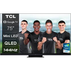 Televizor TCL MiniLed 75C935, 191 cm, Smart Google TV, 4K Ultra HD, 100hz, Clasa G, Negru