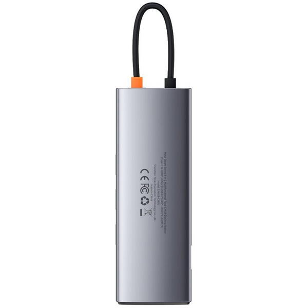Hub USB Baseus Multifunctional, USB Type-C la 3 X USB 3.0 - USB Type-C - HDMI - VGA - SD - microSD - RJ45, Gri CAHUB-CU0G
