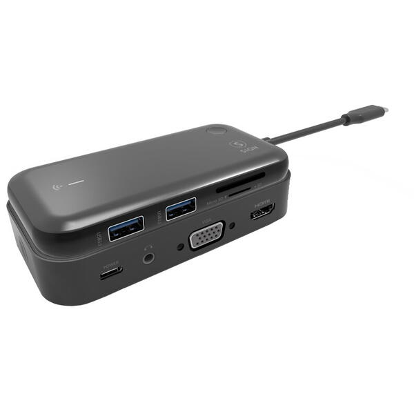 Hub USB Type-C SiGN, Cu Bluetooth Receiver (HDMI, VGA, Jack, USB-C), Negru SN-TVBT01