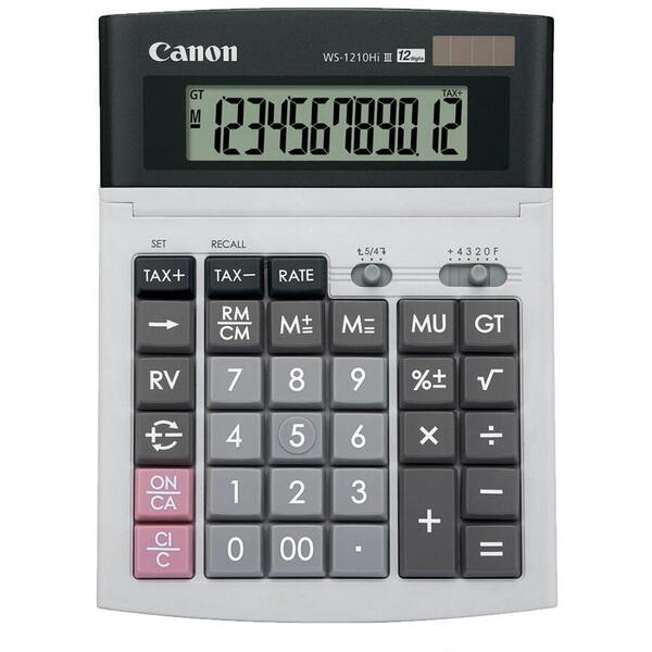 Office calculator Canon, WS1210THB 12 Digit, 23.00cm x 15.50cm x 3.50cm, Gri
