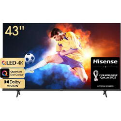 Televizor Hisense 43E7HQ, 109 cm, Smart QLED, 4K, Ultra HD, Negru
