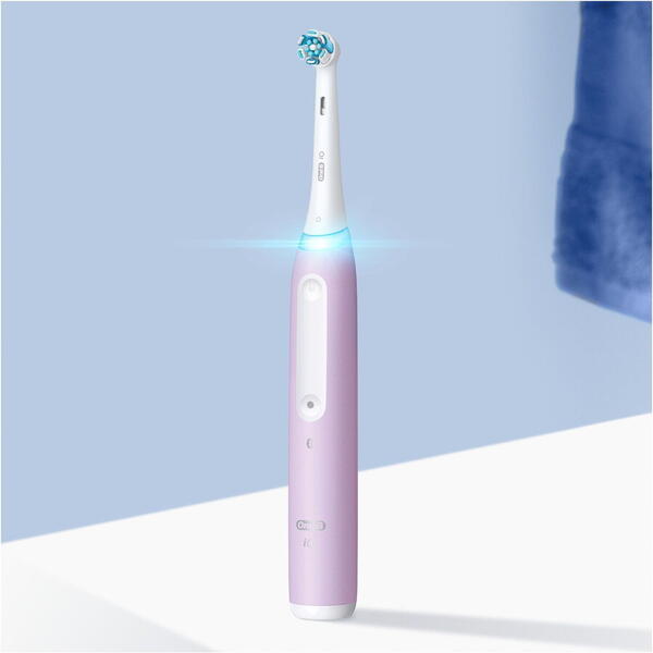 Periuta de dinti electrica Oral-B iO4 cu Tehnologie Magnetica si Micro-Vibratii, Senzor de presiune Smart, 4 moduri, 1 capat, Violet