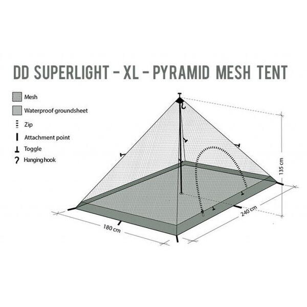 Cort DD Hammocks SuperLight Pyramid XL- Panza Anti Insecte - 0707273932112