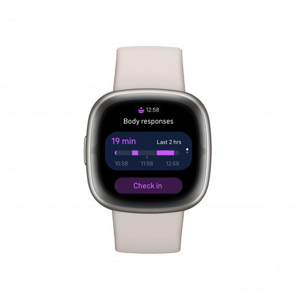 Ceas smartwatch Fitbit Sense 2 Lunar White/Platinum Aluminum