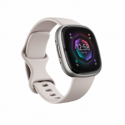 Ceas smartwatch Fitbit Sense 2 Lunar White/Platinum Aluminum