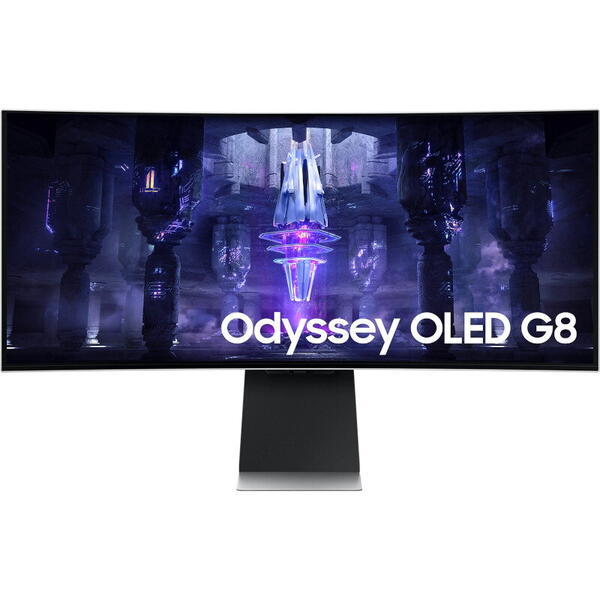 Monitor LED Samsung Gaming Odyssey G8 G85SB LS34BG850SUXEN Curbat 34 inch UWQHD OLED 0.1 ms 175 Hz USB-C HDR FreeSync Premium, Alb
