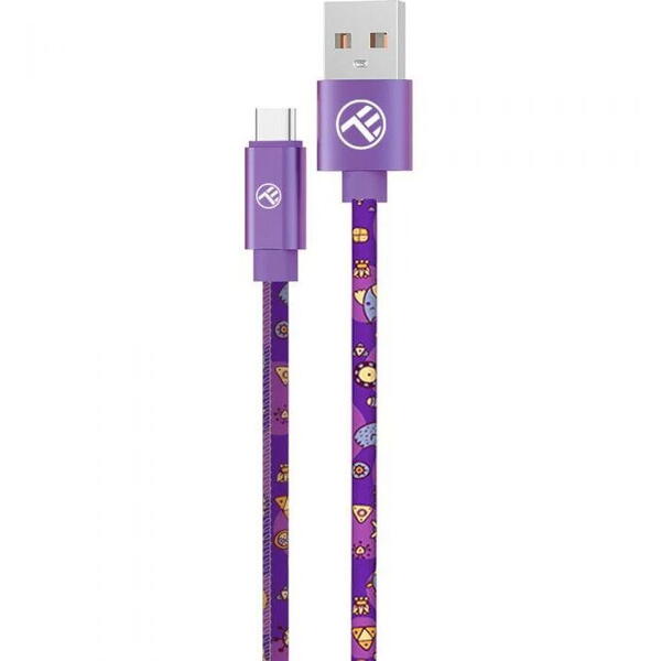 Cablu de date Tellur Graffiti USB la Tip-C, 1m, Mov
