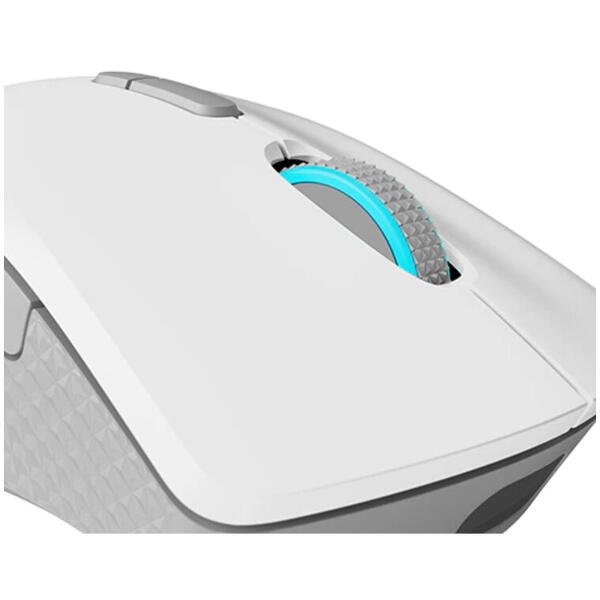 Mouse gaming wireless Lenovo Legion M600, iluminare RGB, 16k DPI, conectare Bluetooth, 2.4GHz sau wired, ambidextru, USB-C, Alb