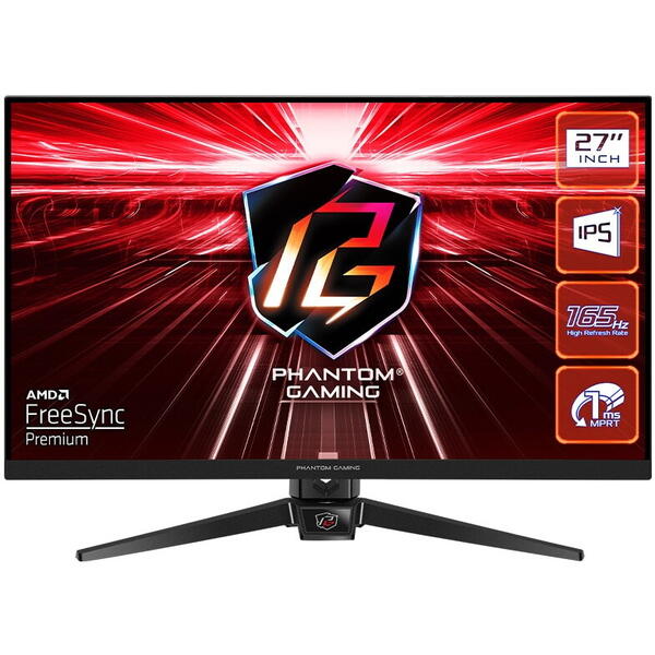 Monitor Gaming LED ASRock PG27FF1A, 27", Full HD, 1ms, 165Hz, HDR FreeSync Premium