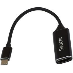 Adaptor Spacer SP-CM-HDMIF-01, USB 3.1 Type-C tata la HDMI mama, 15cm, rezolutie maxima 4K UHD 3840 x 2160 la 30 Hz, Negru