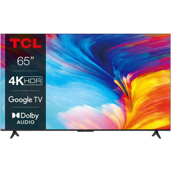Televizor TCL LED 65P635, 164 cm, Smart Google TV, 4K Ultra HD, Clasa, Negru
