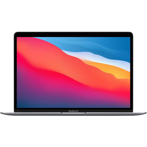 Laptop Apple MacBook Air 13-inch, True Tone, procesor Apple M1, 8 nuclee CPU si 7 nuclee GPU, 16GB, 256GB, Space Grey, INT KB