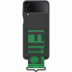 Husa de protectie Samsung Silicone Cover with Strap pentru Galaxy Z Flip4, Black