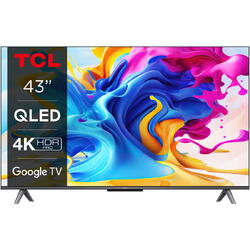 Televizor TCL QLED 43C645, 108 cm, Smart Google TV, 4K Ultra HD, Clasa G, Negru