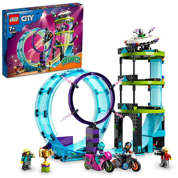 LEGO® City - Provocarea suprema de cascadorii pe motocicleta 60361, 385 piese