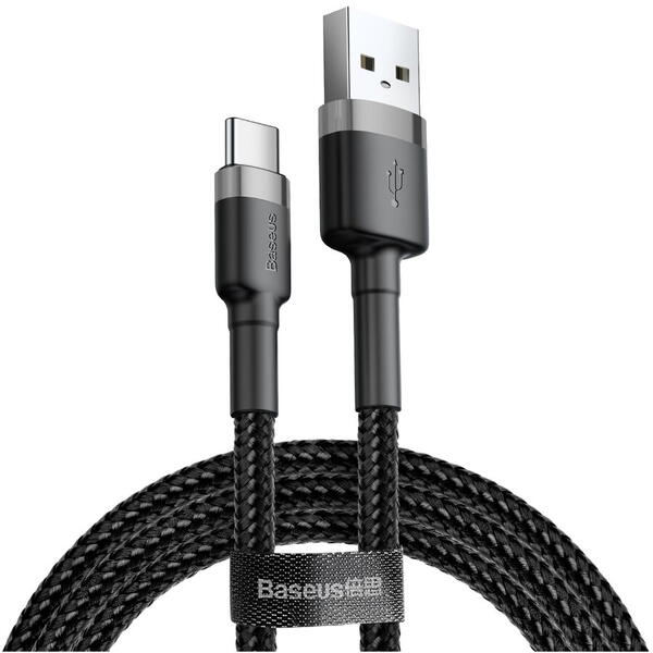 Cablu date si incarcare Baseus Cafule, USB la USB Type-C, 0.5 m, 3A, negru
