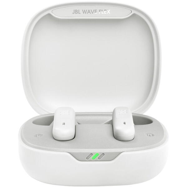 Casti audio in-ear JBL Wave Flex, True Wireless, Bluetooth, Deep Bass, Alb