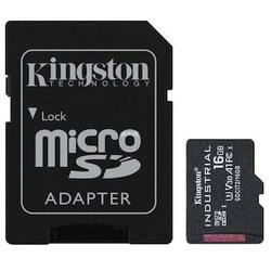 Card de memorie Kingston Industrial microSD, 16GB, UHS-U3, Clasa 10, 100MB/s + adaptor SD