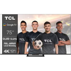 Televizor TCL QLED 75C745, 189 cm, Smart Google TV, 4K Ultra HD, 100hz, Clasa G, Negru
