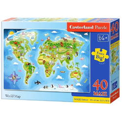 Puzzle Maxi Castorland, Harta lumii, 40 piese
