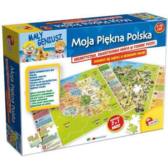 Puzzle, Lisciani, Harta administrativa/Harta fizica a Poloniei, 304-P42043, +5 ani, 70x50 cm, Multicolor