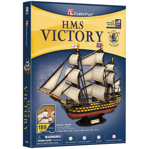 Puzzle 3D Cubic Fun - Nava HMS Victory, 189 piese