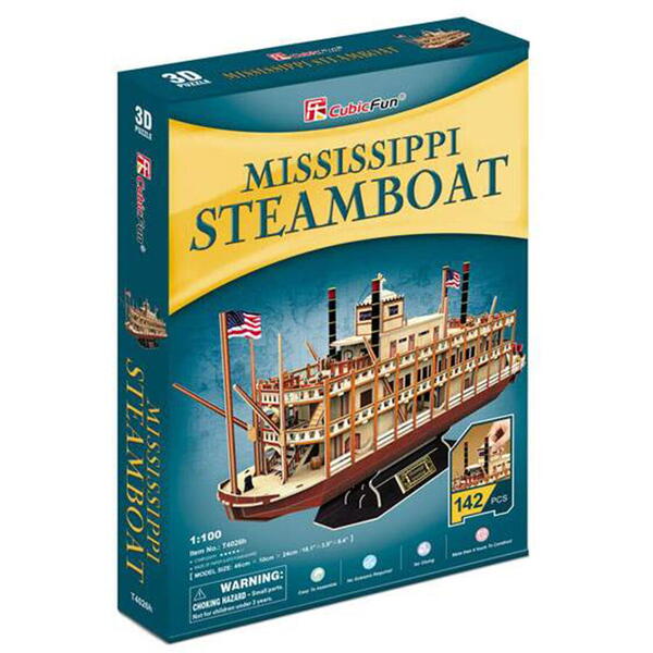 Puzzle 3D Cubic Fun - Nava Mississippi Steamboat, 142 piese
