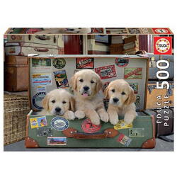 Puzzle Educa - Puppies in the luggage, 500 piese