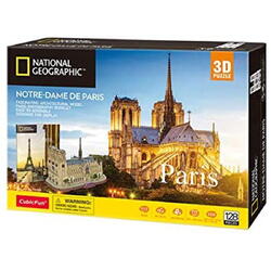 Puzzle 3D Cubic Fun - National Geographic, Notre Dame Paris, 128 piese