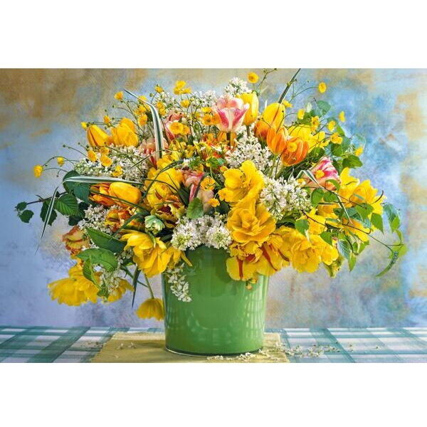 Puzzle Castorland - Spring flowers in green vase 1000 piese